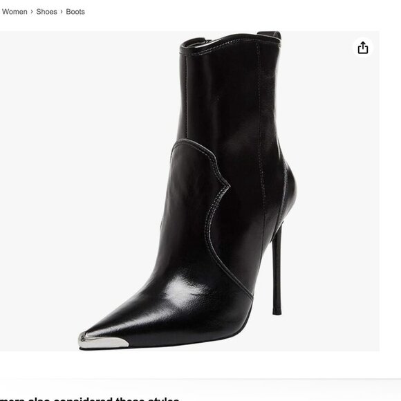 Winnie Harlow "Tina" Black Western Stilletto Bootie - Picture 1 of 14